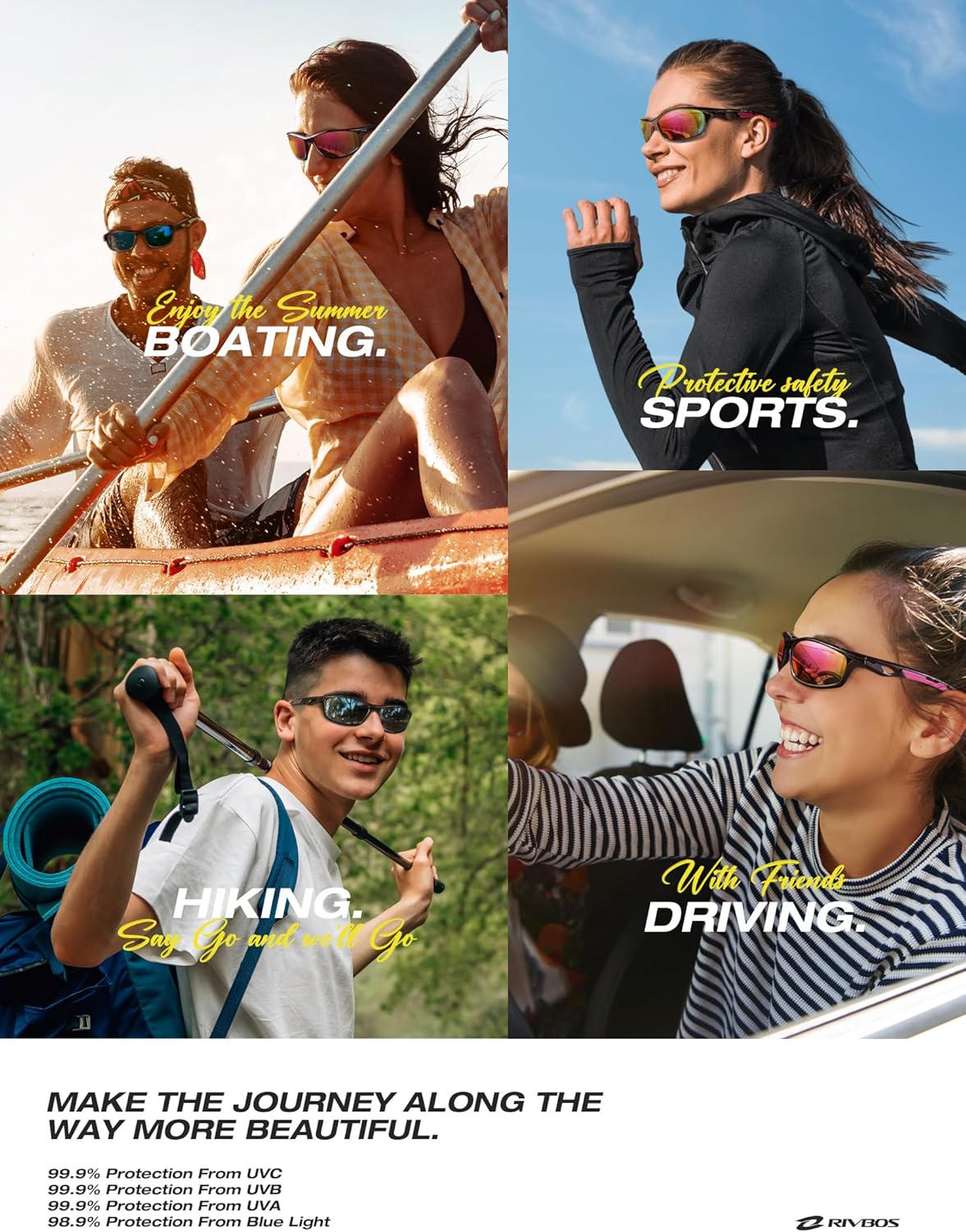 RIVBOS Polarized Sunglasses for Men & Women - UV Protection Sports Shades | Ideal for Fishing & Cycling RB833