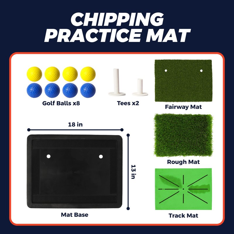 TOY Life 4-in-1 Golf Hitting Mats Practice Outdoor Indoor with Path Feedback, 4 Replaceable Golf Turf Swing Mat for Chipping Training Aid with Rough Fairway Impact Divot Mat Gifts for Men(18" x 13")
