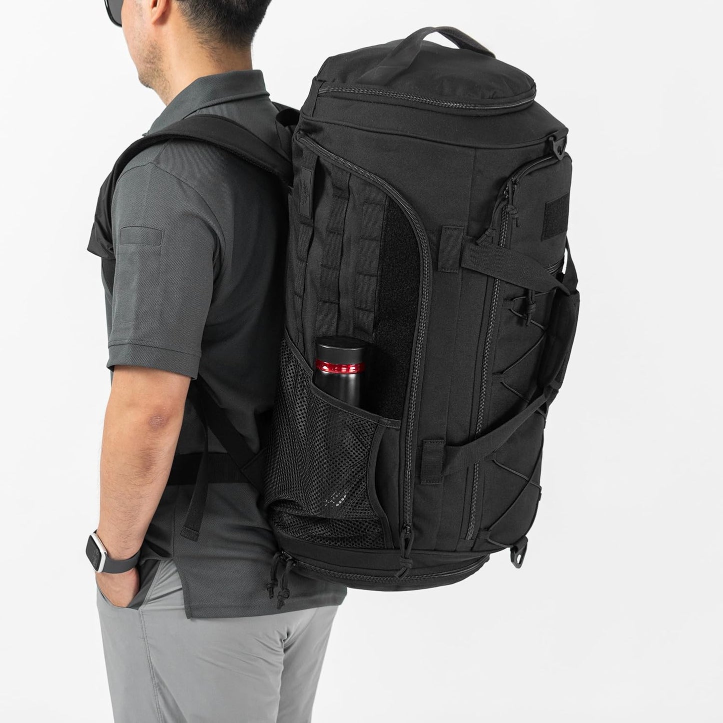 Military Duffle Backpack by Gym Bag - Heavy Duty Travel Weekender with Shoe Compartment | 60L Capacity