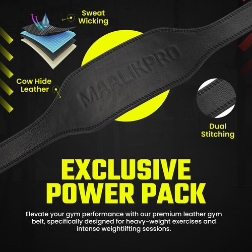 Weight Lifting Leather Belt with Adjustable Buckle, Gym, Workout & Weight Training - Weightlifting Belts for Men and Women (Black, Medium (30” to 37”) Inches)