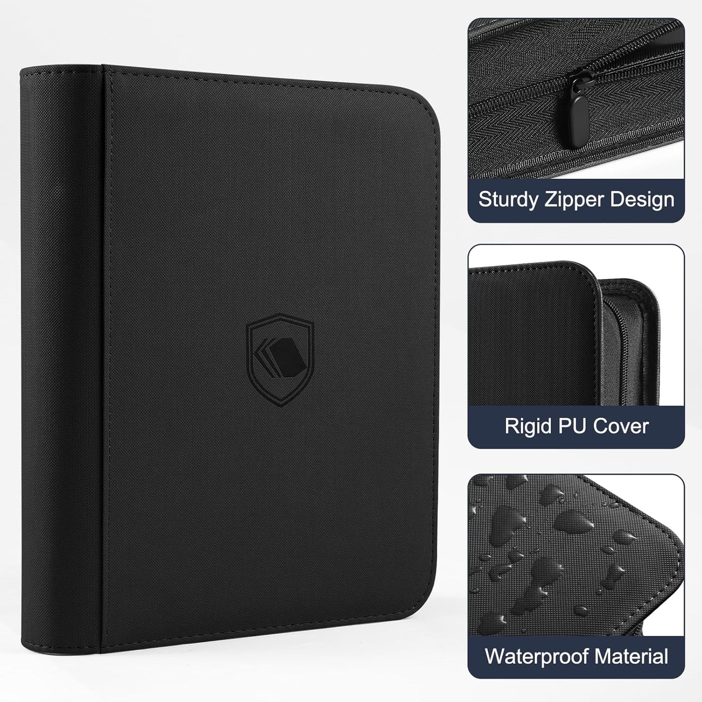 Toploader Binder - Holds 360 Toploaders | Includes 100 Toploaders - 9-Pocket PU Cover for 3" x 4" Cards
