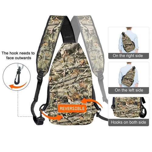 Hunting Camouflage Camo Forest Sling Bag for Women Men Small Crossbody Sling Backpack Travel Hiking Daypack Chest Shoulder Bag