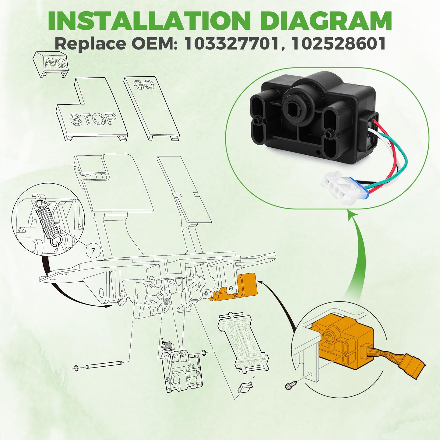 10L0L Golf Cart GCOR Accelerator Input Sensor for Club Car Precedent 2004-2009 Gas Models, Replaces OEM 103327701 102528601, Golf Cart Throttle Potentiometer