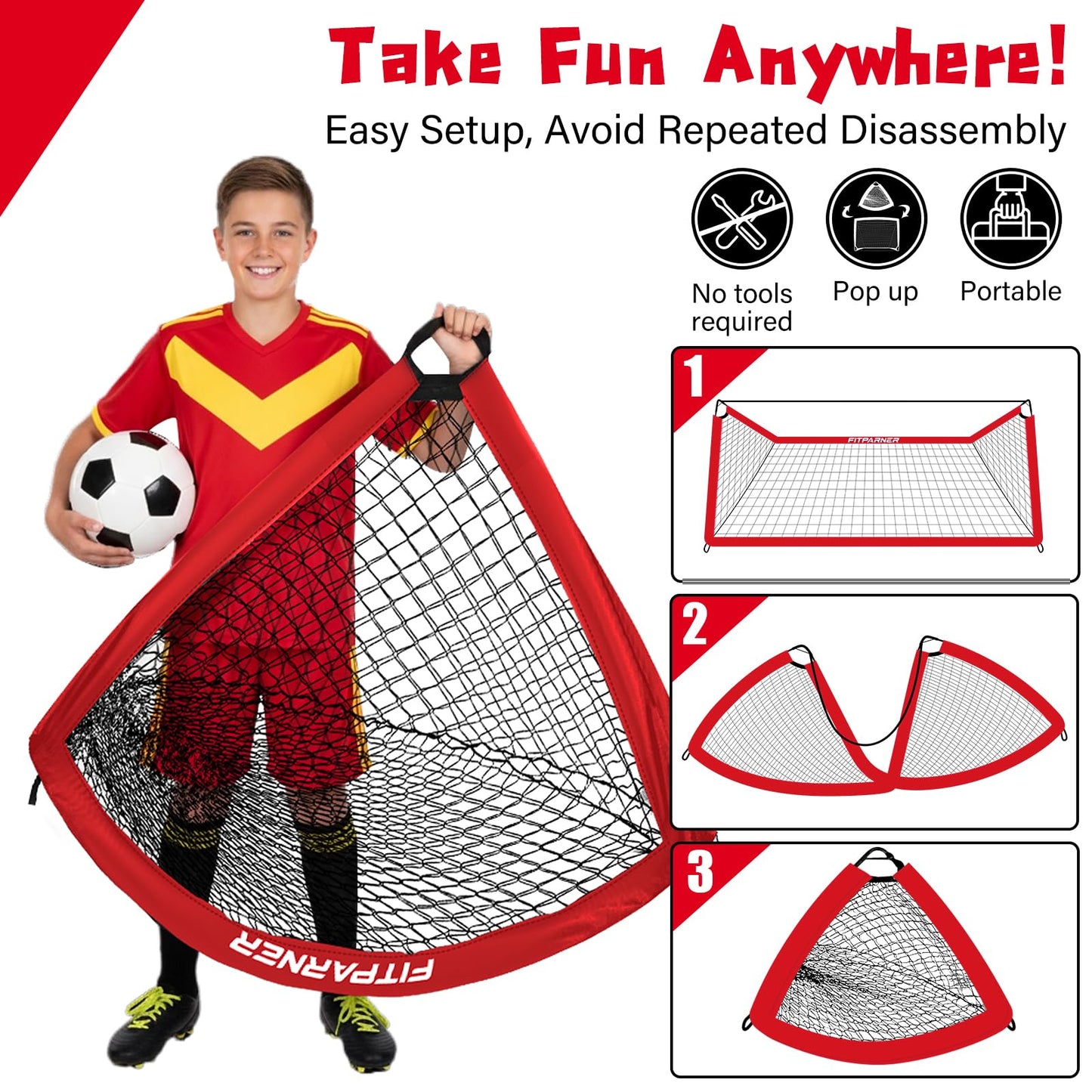 Kids Soccer Goal, 4x3 ft Soccer Net for Kids Age 3-14, Backyard Training Equipment Set with Target, Cones for Goal Practice,Outdoor Game, Ideal Gifts