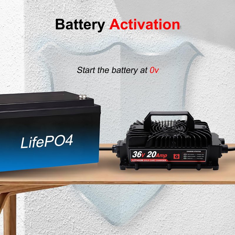 SDLOOL 43.8V 20A Lithium Onboard Battery Charger for 36V (38.4V) 12S LiFePO4 Battery, IP67 Waterproof Charger for Golf Cart Car Truck Boat Home
