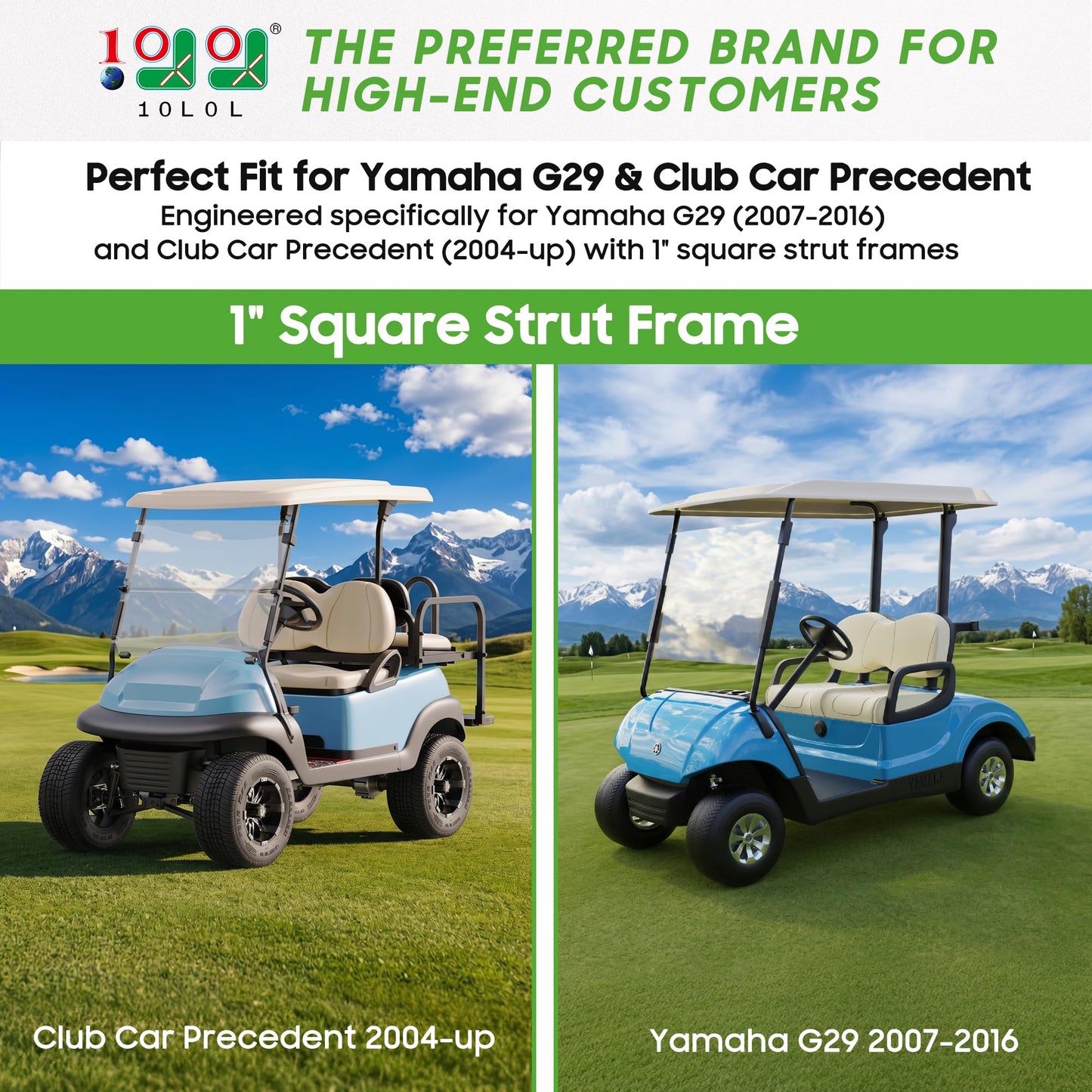 10L0L Golf Cart Windshield Mounting Clip Kit for Club Car Precedent & Yamaha G29, Includes Windshield Sash & Bottom Clips, Retaining Clips for 1" x 1" Tube, OEM 101444101 102005801 102163001