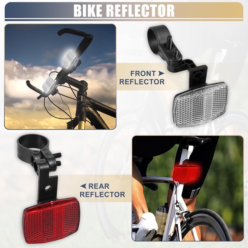 X AUTOHAUX 4pcs Bicycle Front Rear Reflector Kit Mountain Bike Safety Warning Reflectors for Handlebar Seatpost and Night Cycling Red and White