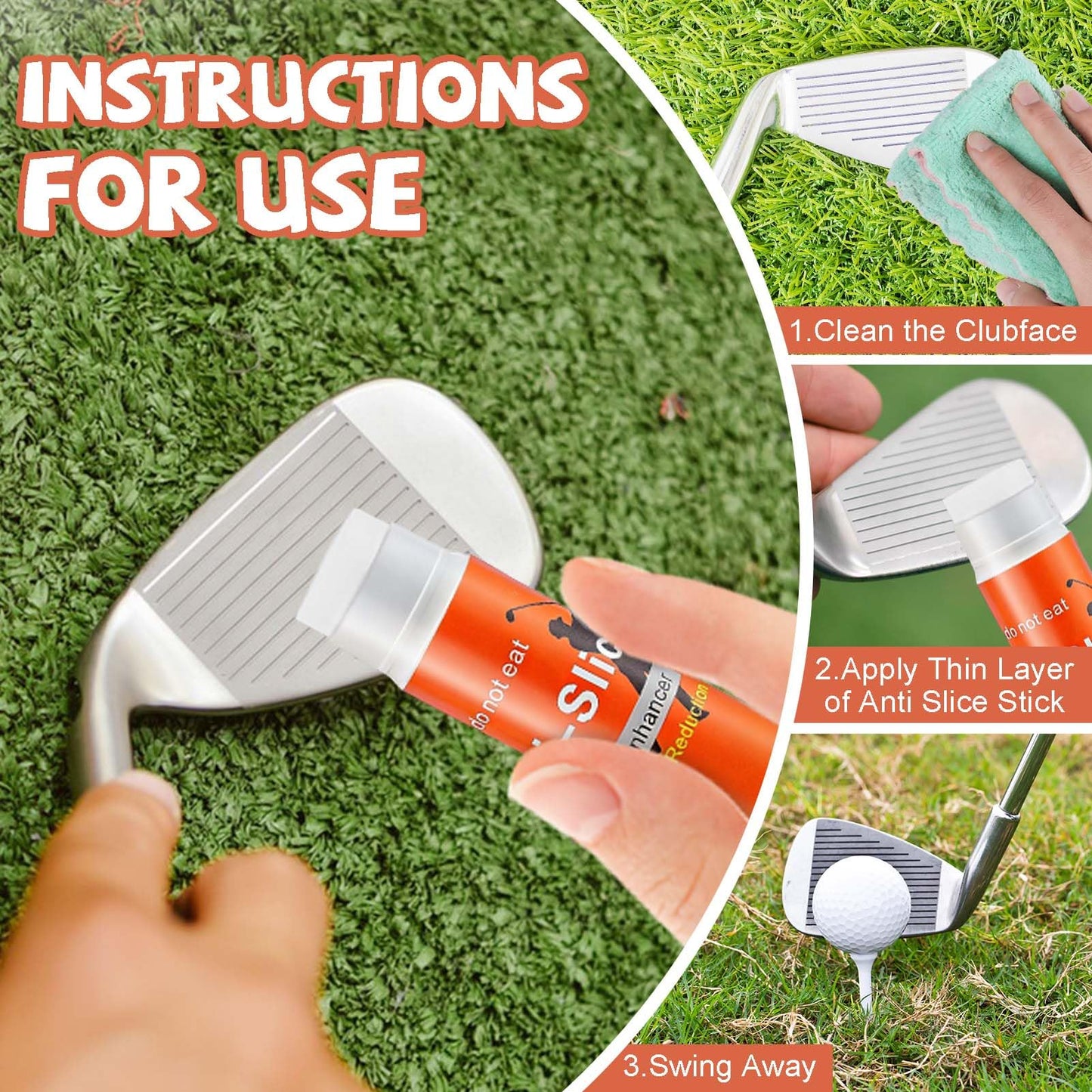 SHILIU 6pcs Anti Slice Golf Stick Anti Hook Compound for Clubs Golf Driver Wax Sticks Reduce Slice & Hook Portable Practice Tool Golf Swing Training Accessory for Beginners & Casual Golfers