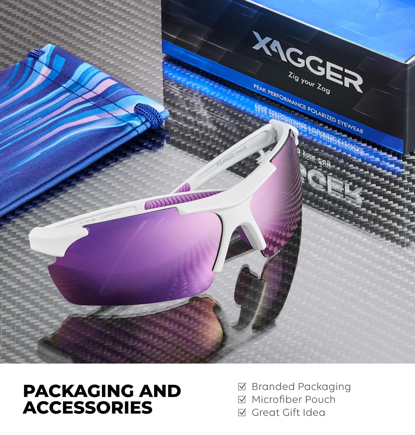 Xagger Polarized Sports Sunglasses for Men Women Wrap Around UV400 Running Baseball Softball Cycling Golf Hiking Fishing Driving Glasses