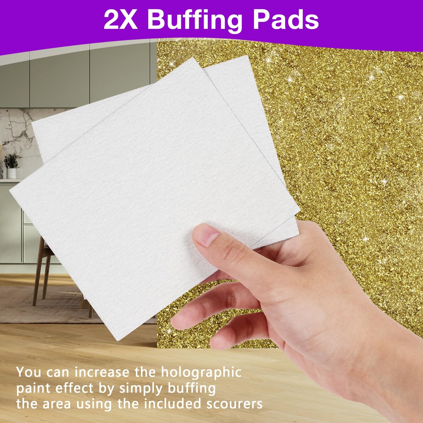 TORC Gold Glitter Paint Additive - Multi-Size Glitter Powder for Acrylic Paint, Walls, Wood Furniture & Crafts (200g/7oz) - Interior/Exterior Use on All Finishes