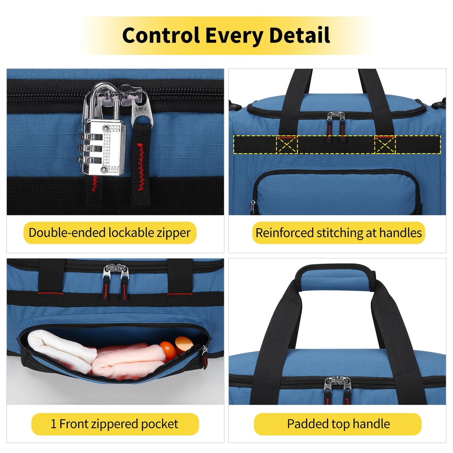 THSOGO 22 inch Gym Bag for Men - 55L Large Travel Duffle Bag Sports Equipment Bag with Multiple Zippered Pockets,Outdoor Workout Duffle Bag for Overnight Weekend - Blue