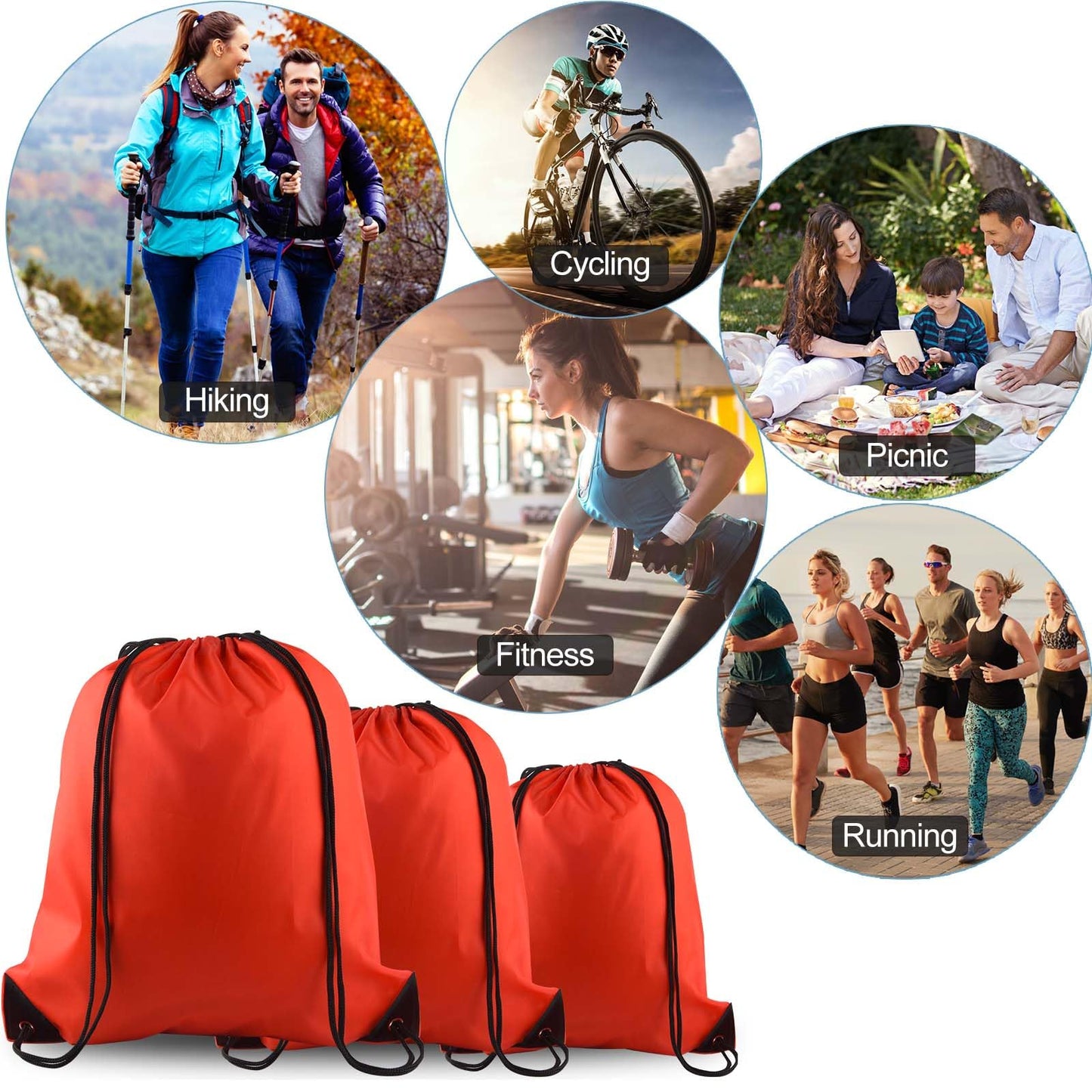 PLULON 15 Pcs Red Drawstring Bags Drawstring Backpack Bulk, String Backpack Cinch Sack Sport Gym Bags for Yoga Traveling Outdoor Sports