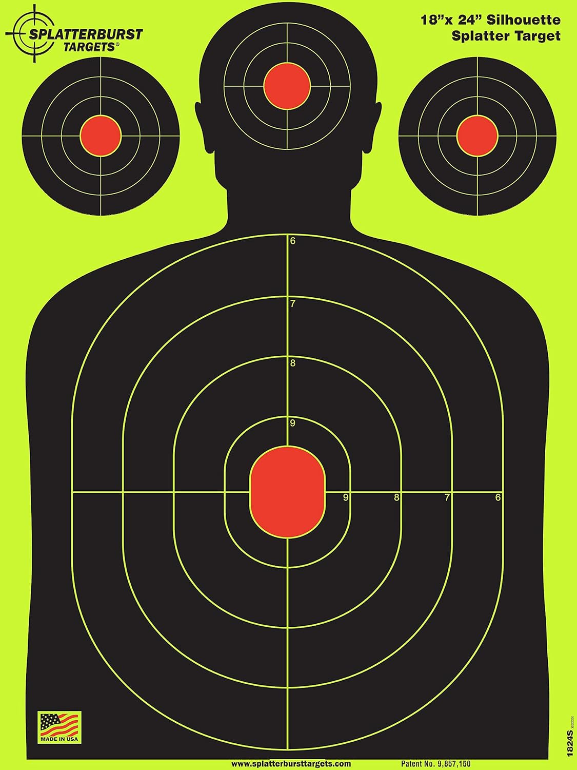 Splatterburst Targets - Silhouette Splatter Target - 18 x 24 Inch - Bright Fluorescent Yellow for Easy Shot Visibility - Made in USA