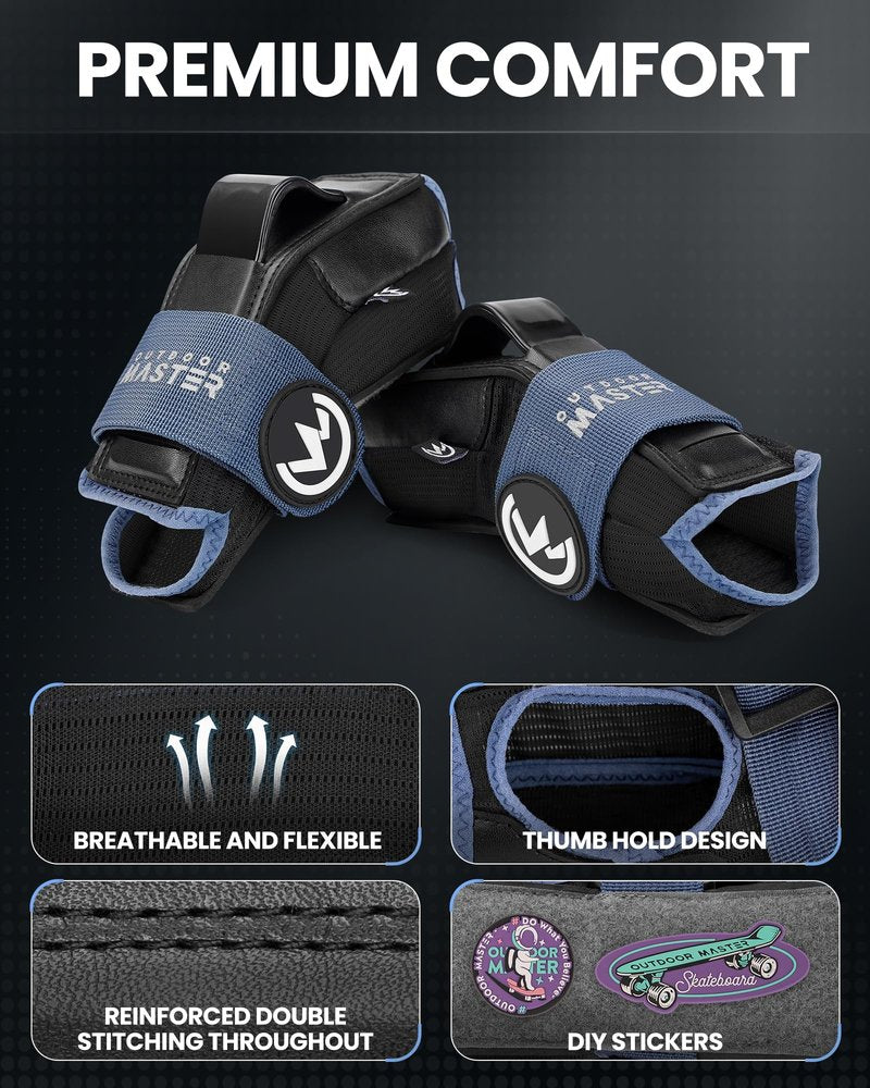OutdoorMaster Wrist Guards for Snowboarding, Skating, Skateboarding, Impact Resistant Wrist Brace with Splints and Adjustable Strap, Wristsaver Wrist Support Protective Gear for Adults/Youth (1 Pair)