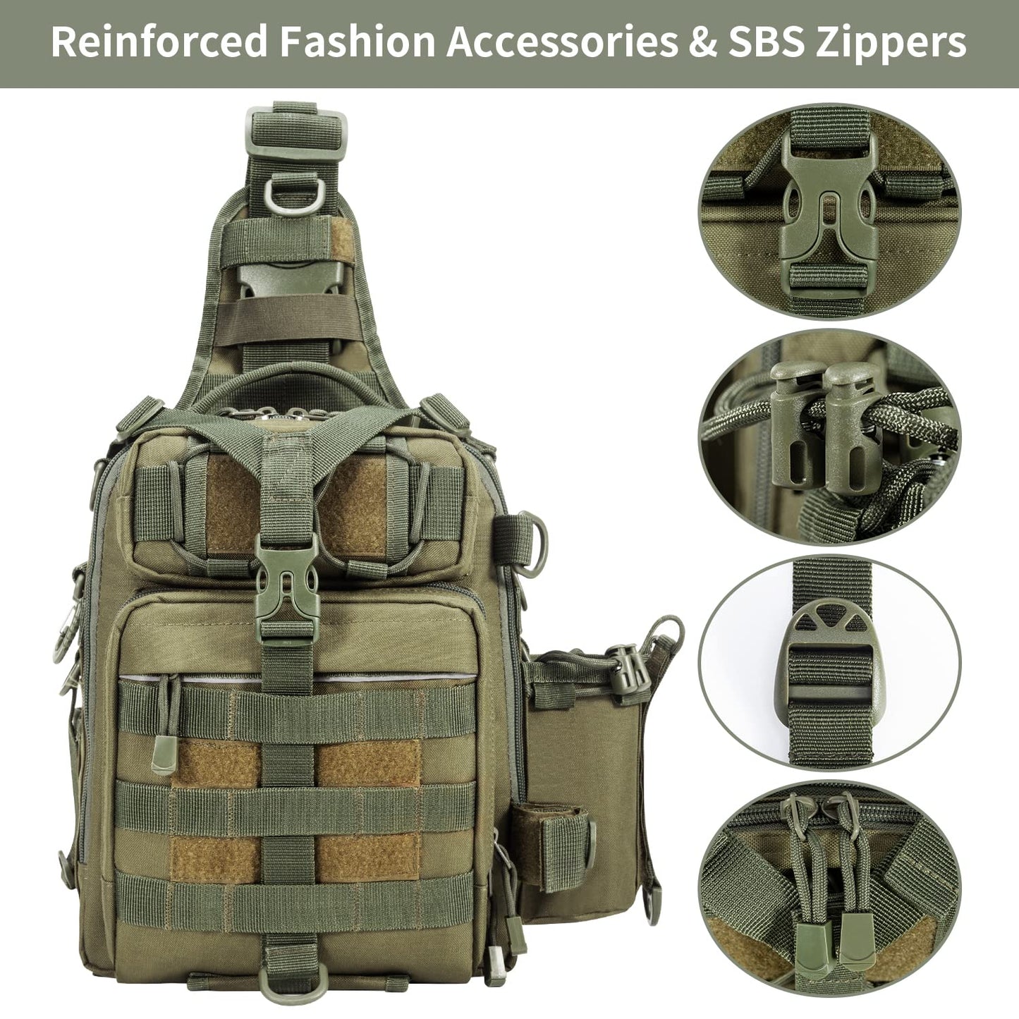 BLISSWILL Fishing Backpack Outdoor Tackle Bag Large Water-resistant Fish pack with Rod Holder Shoulder Backpack fishing gifts for men (Army Green)