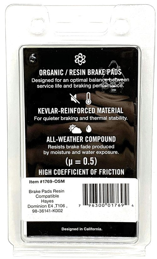 Hardheaded Ram Bike Brake Pads Resin for Hayes Dominion A4. The Bicycle Replacement Part for OEM Brakes for High Braking Power (1 Resin)
