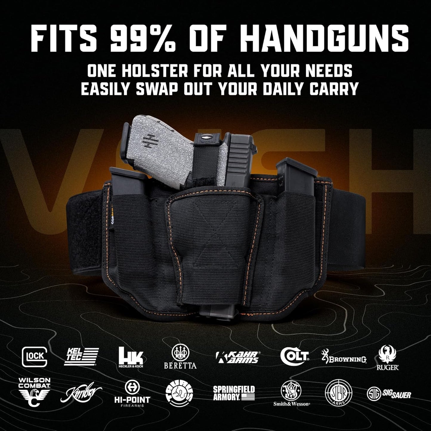 VNSH Belly Band Holster - Comfortable & Secure Concealed Carry for 99% of Handguns | Built-in Mag Pouches