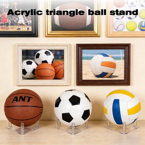 Acrylic Football Display Stand Set - 3 Pcs for Storing & Showcasing Balls | Versatile for Basketballs, Soccer Balls, & More
