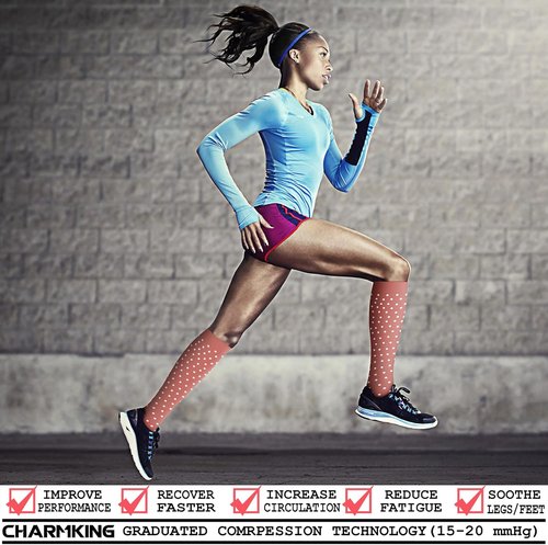 CHARMKING Compression Socks - 15-20 mmHg Circulation Support for Men & Women | 8 Pairs for Running & Cycling
