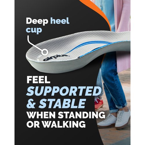Airplus Plantar Fasciitis Orthotic 3/4 Length Shoe Insole- Foam Shell & Gel Heel - Deep Heel Cup, Full-Foot Arch Support - Soft Cushioning & Stability-APMA Certified-Fits Most Shoes & Boots - Unisex