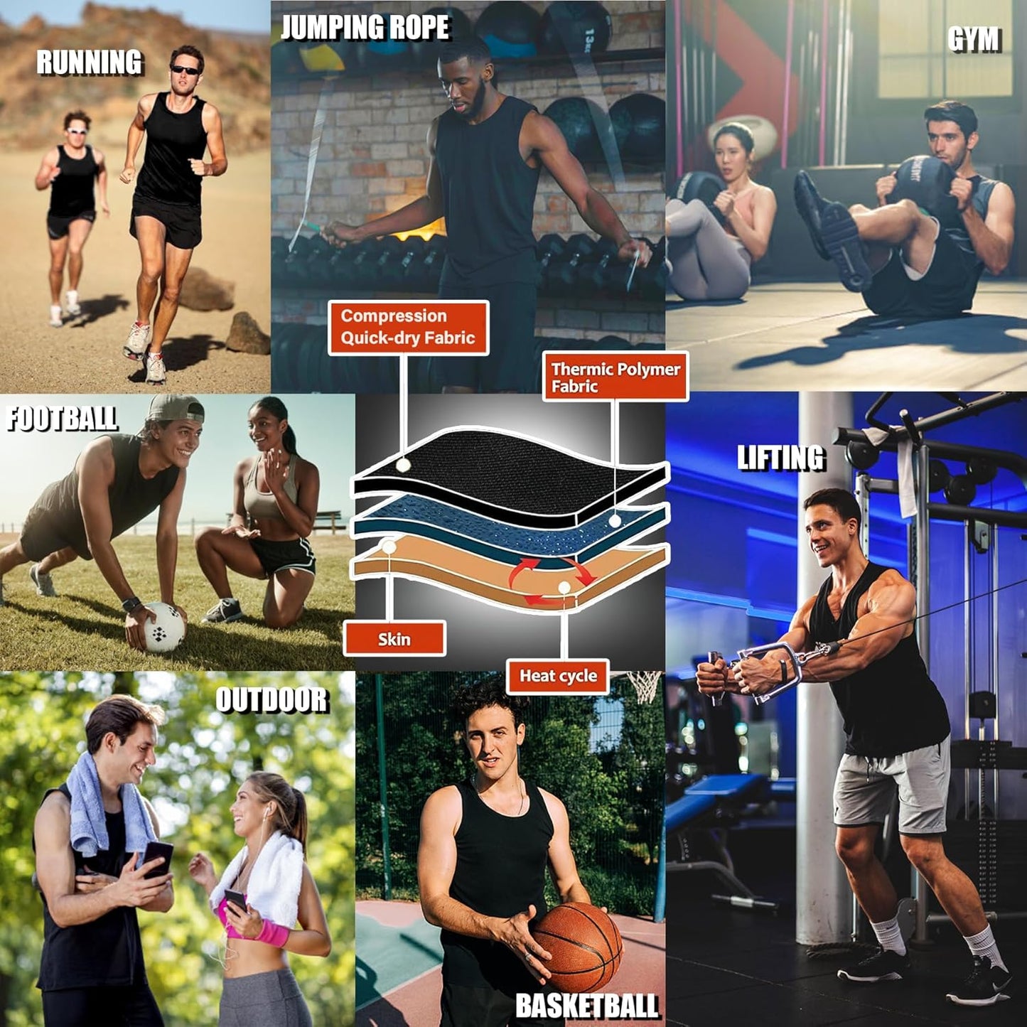 Skiennix Sauna Vest for Men - Sleeveless Waist Trainer Compression Tank Top | Sweat-Enhancing Design