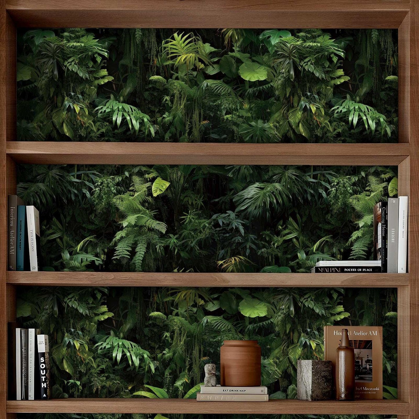 FunStick Dark Green Tropical Wallpaper Peel and Stick Jungle Leaf Wallpaper for Bedroom Bathroom Kids Room Removable Black Green Tropical Contact Paper for Wall Murals Cabinets Waterproof 17.5"x118"