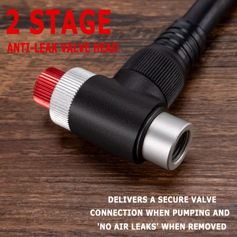Shock Pump for Mountain, Road Bikes and Motorcycle - 300 Psi High Pressure for Front Fork and Rear Suspension Air Shocks Pump with Gauge -Portable Mini Pump with Air Bleed Button (Black)