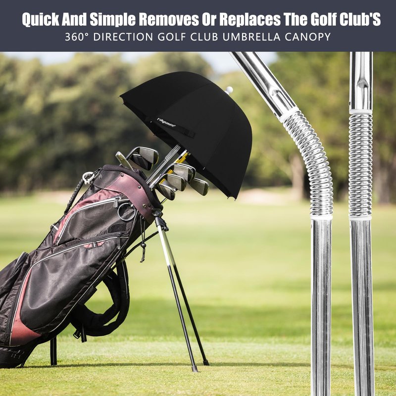 Fulynmen Golf Bag Umbrella for Club Protection - Rain Cover Flex Umbrella (Black)