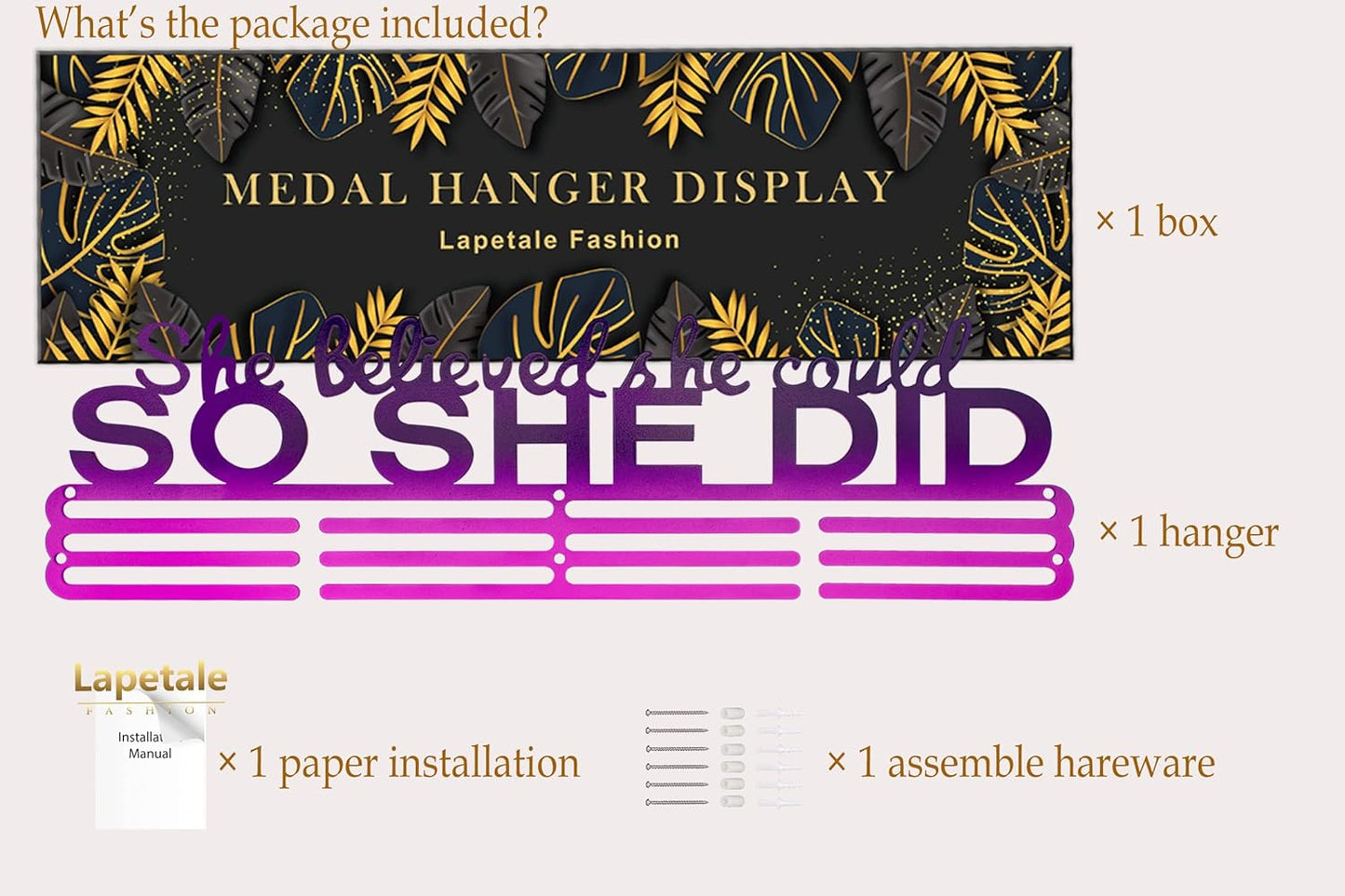 Sports Medal Holder by [Brand Name] - 16" Wall Rack for Awards & Ribbons | Easy to Install Display for Cheer, Gymnastics, Soccer, Softball