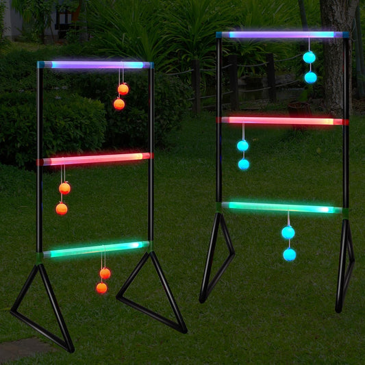 Sosation Light Up Ladder Ball Set - 6 Glow in The Dark Balls & 2 LED Toss Games | Perfect for Outdoor Fun
