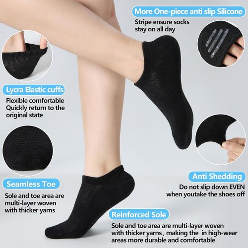 ATBITER No Show Socks - Women's Non-Slip Invisible Liner - 6 Pairs Low Cut Ankle Socks