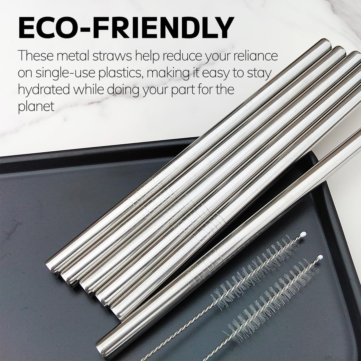 MIMORE Metal Straws for Owala | 6-Pack Stainless Steel Reusable Straws - Dishwasher Safe, Fits 24 oz & 32 oz