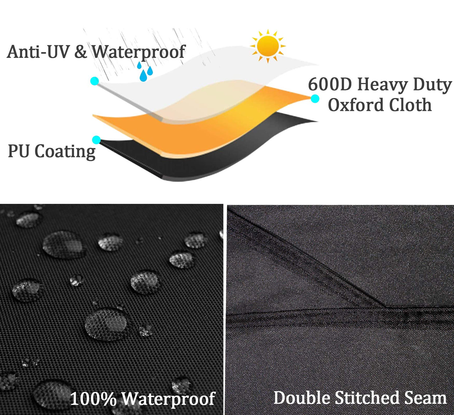 Softclub Upgraded Truck Bed Tarp Cover for Short Box（5.8’ Box） Fit for Ford F150 GMC Silverado/Sierra Ram, Waterproof Heavy Duty 600D Oxford Fabric, Pickup Truck Bed Covers with Bungee Webbings-Black