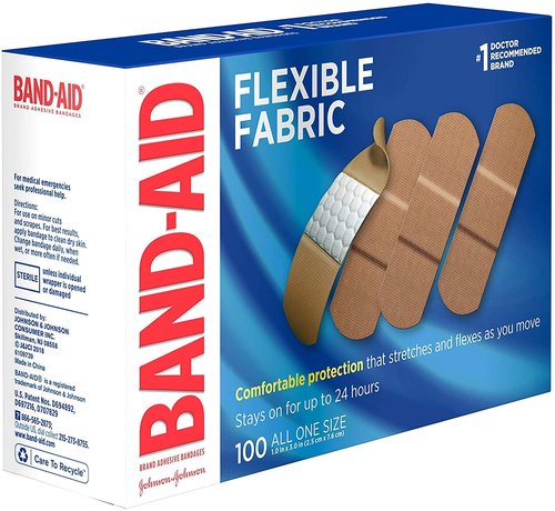 Johnson & Johnson Band-Aid Woven Adhesive Bandages - Tan, 1" x 3" | Box of 100