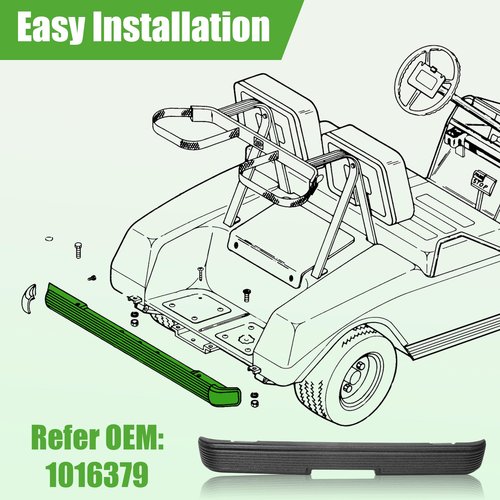 10L0L Golf Cart Rear Bumper for Club Car DS 1993+ Golf Carts, Replaces Parts 1016379