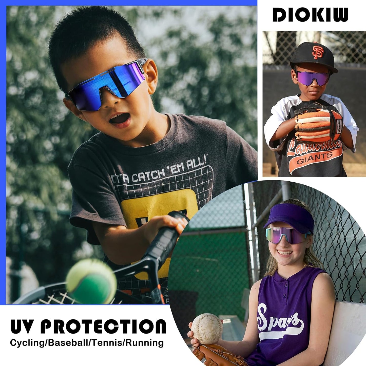 Skiennix Kids Polarized Sunglasses - UV400 Protection for Youth Baseball & Softball | 4-Pack Set