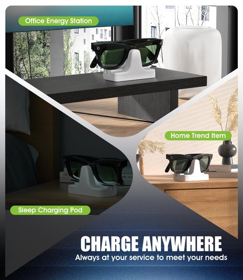 Seltureone Charging Dock Compatible with Ray-Ban Meta Wayfarer, Skyler, Headliner Smart Glasses with 3.28FT Type-C Charging Cable for Ray-Ban Meta Gen 2 Charger Accessories