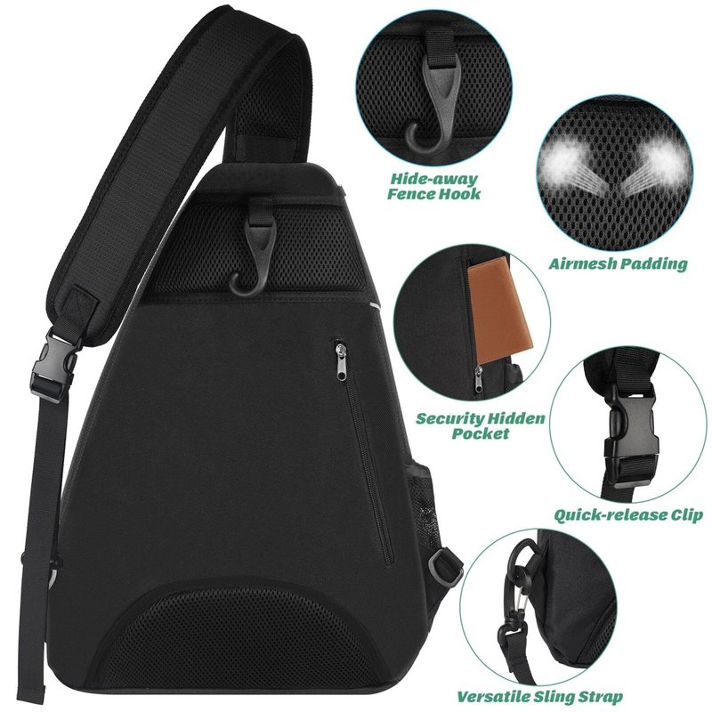 Ytonet Tennis Bag, Tennis Sling Backpack Crossbody Water Resistant for Men Women, Compatible for Pickleball Badminton Rackets