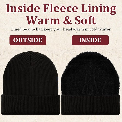 Chicingyou 120 Pcs Bulk Men Knitted Hats with Fleece Lining for Charity Homeless Donations, Unisex Beanies Winter Warm Hats(Classic)
