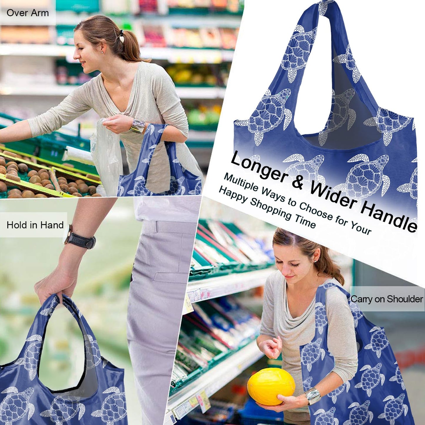 BeeGreen Black Ultimate Reusable Grocery Shopping Bag - Large Capacity Tote Bag - Compact Portable Machine Washable