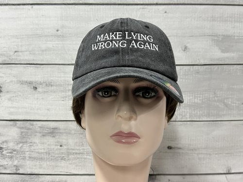Shenbors Make Lying Wrong Again Cap, Anti Racism Gifts for Men Women, Washed Black Embroidered Baseball Cap, Adjustable Cotton Dad Hat