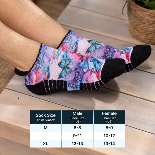 Viasox Ankle Compression Socks for Women & Men 3 Pack, 14 mmHg Support Improves Circulation, Extra Cushioned (Black, S/M)