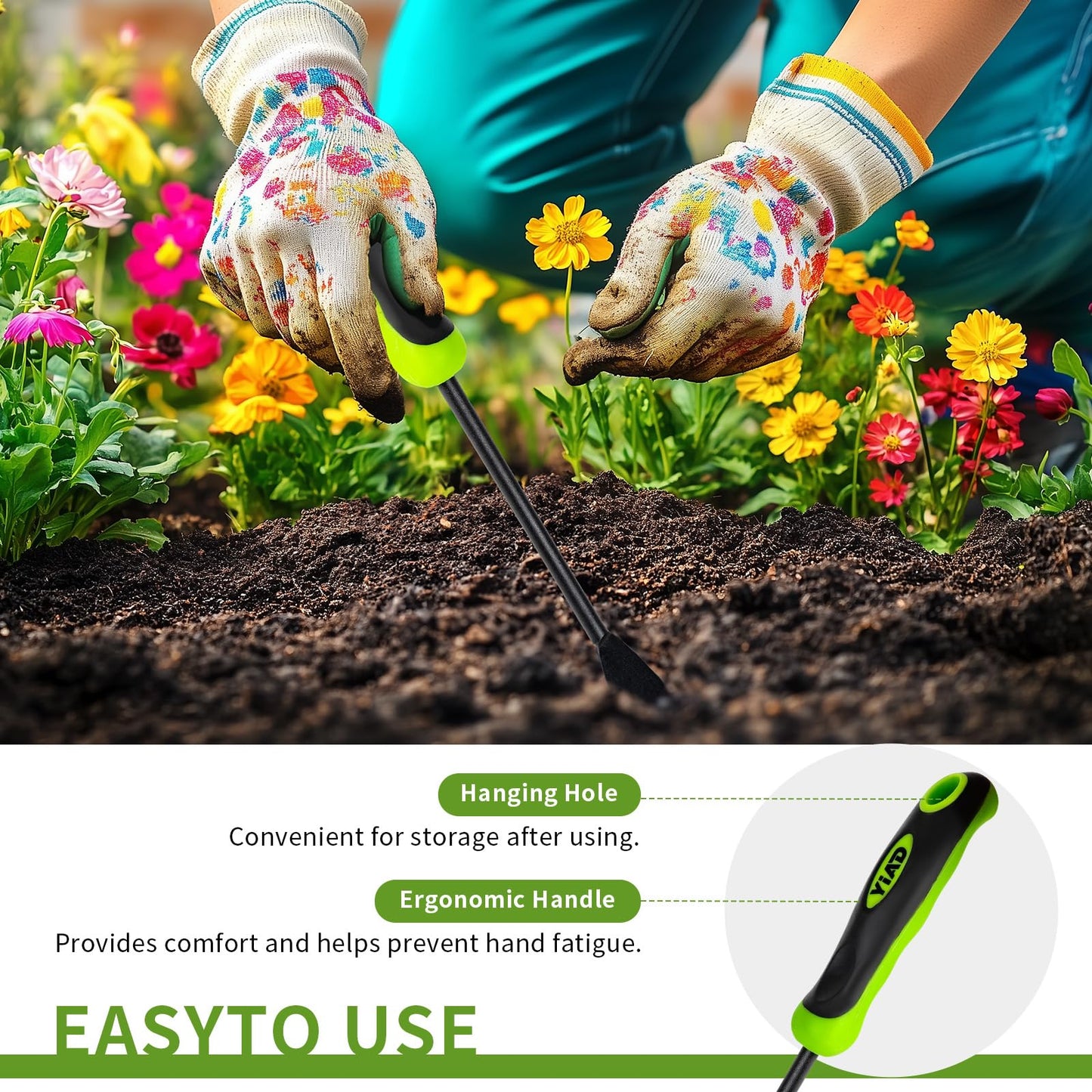 YIAD DRAGON HORSE Dandelion Weed Puller Tool, Weed Puller Tool with Ergonomic Handle Garden Weed Remover Tool for Planting, Dandelion Puller Flower and Vegetable Care in Lawn Garden Yard