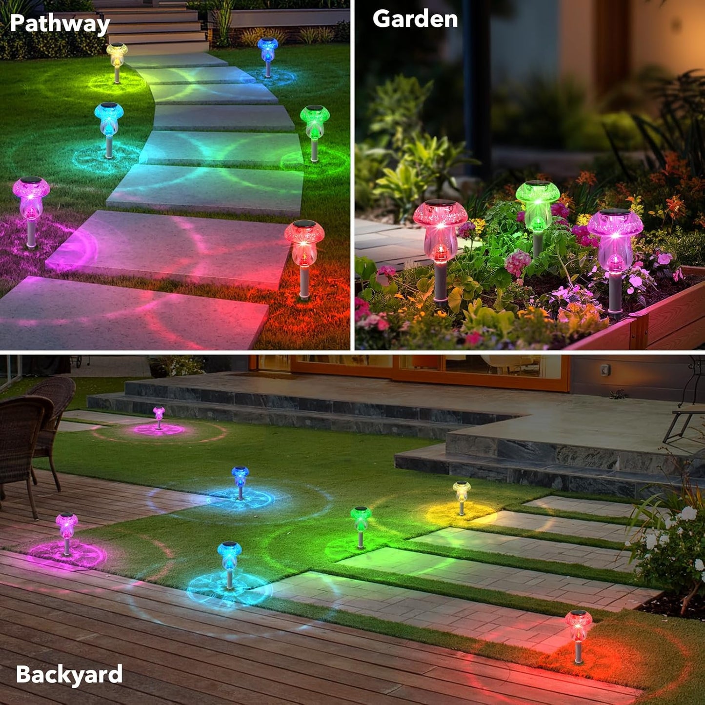 16 Pack Solar Powered Mushroom Lights - Waterproof LED Garden Pathway Lighting for Yard & Landscape Decor (Purple)