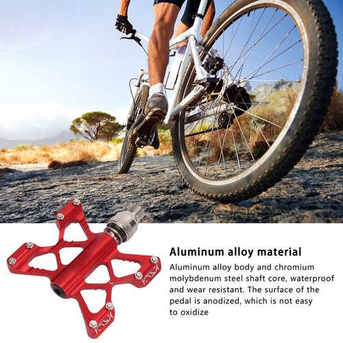 Gavigain 1 Pair Quick Release Pedals, Aluminum Alloy Bike Bearing Pedals, Pedals for Road Mountain Folding Bikes (Red (Boxed))