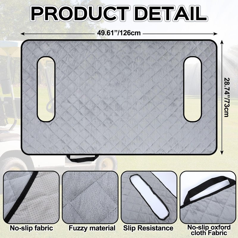 Datanly Golf Cart Seat Covers Winter Plush Universal Seat Towel Blanket with Soft Plush Surface for 2 Person Seats Golf Cart Accessories, 49.7"x 28.8"(Ball,Grey)