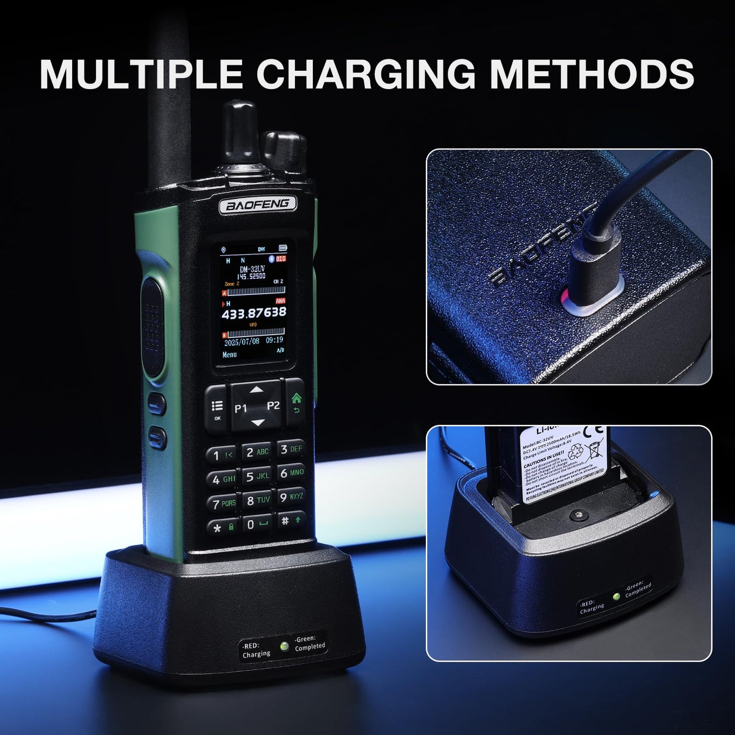 BAOFENG DM-32UV 10W DMR Radio with GPS & Digital APRS, Tier II Dual Band Ham Handheld Radio with UHF VHF Aviation FM Receiver, NOAA Alert, 4000 Channels, USB-C Rechargeable, Extra Case Holder