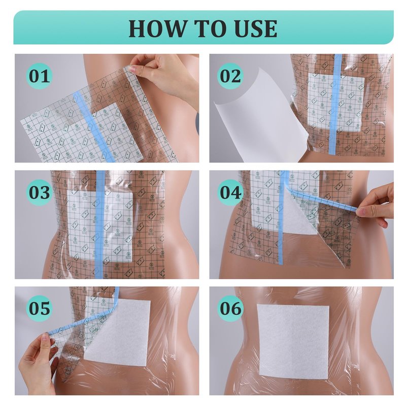 Sibba 30PCS Wound Bandages Protectors 9”x 9” Clear Large Ostomy Bag Showerproof Adhesive Bandages Shower Cover Shields Film Dressing for Showering Moisture Barrier Adhesive Tattoo Aftercare Bath Patch