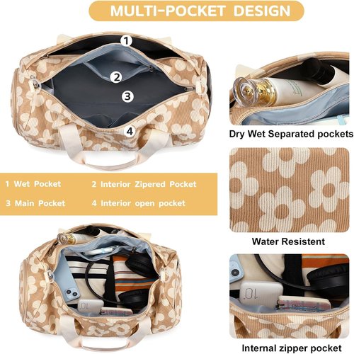 BLUBOON Duffle Bag - Cute Gym Bag for Girls with Shoe Compartment & Waterproof Design | Ideal for Travel