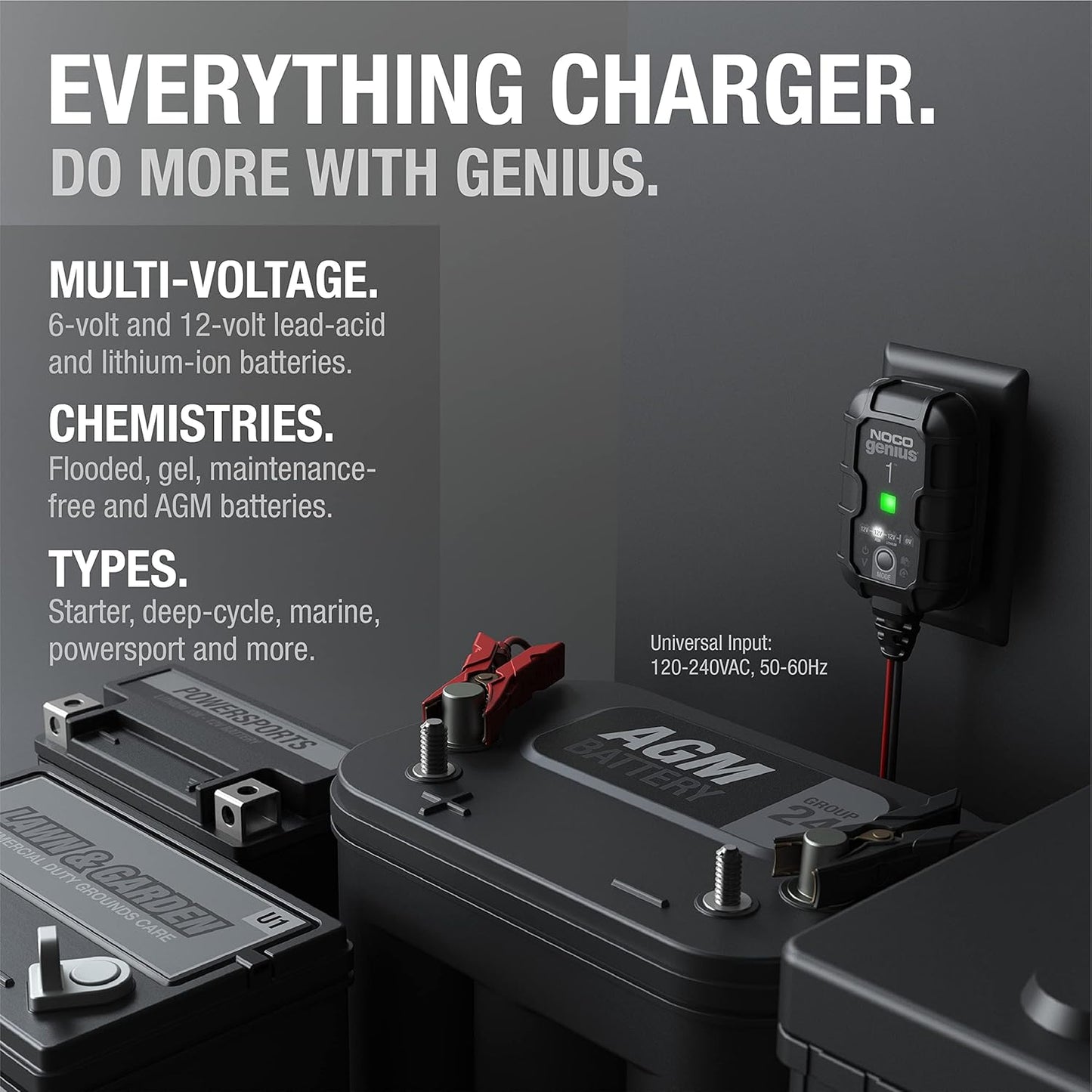 NOCO GENIUS1 Smart Battery Charger - 1A 6V/12V Automatic Maintainer & Desulfator with Overcharge Protection